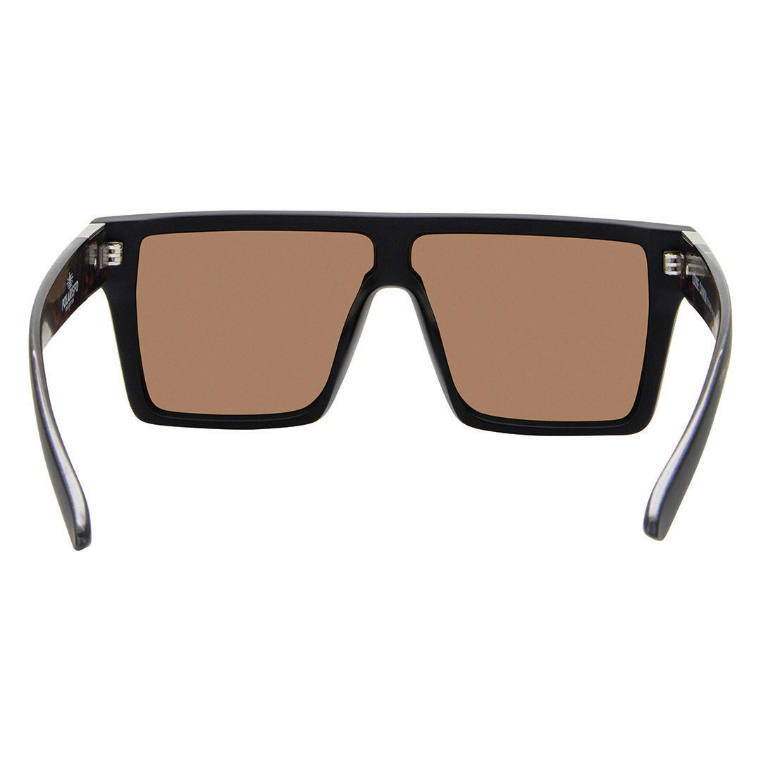 LOOSE CANNON Polarised Shield Square Sunglasses with Matt Black Frame and Red Mirrored Lens back view