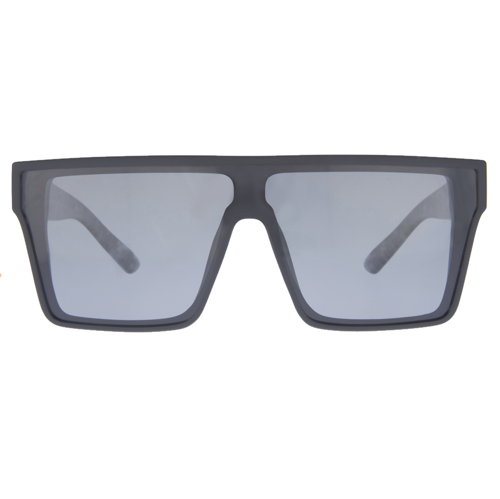 LOOSE CANNON Polarised Shield Square Sunglasses with Matt Black Frame and Smoke Lens front view