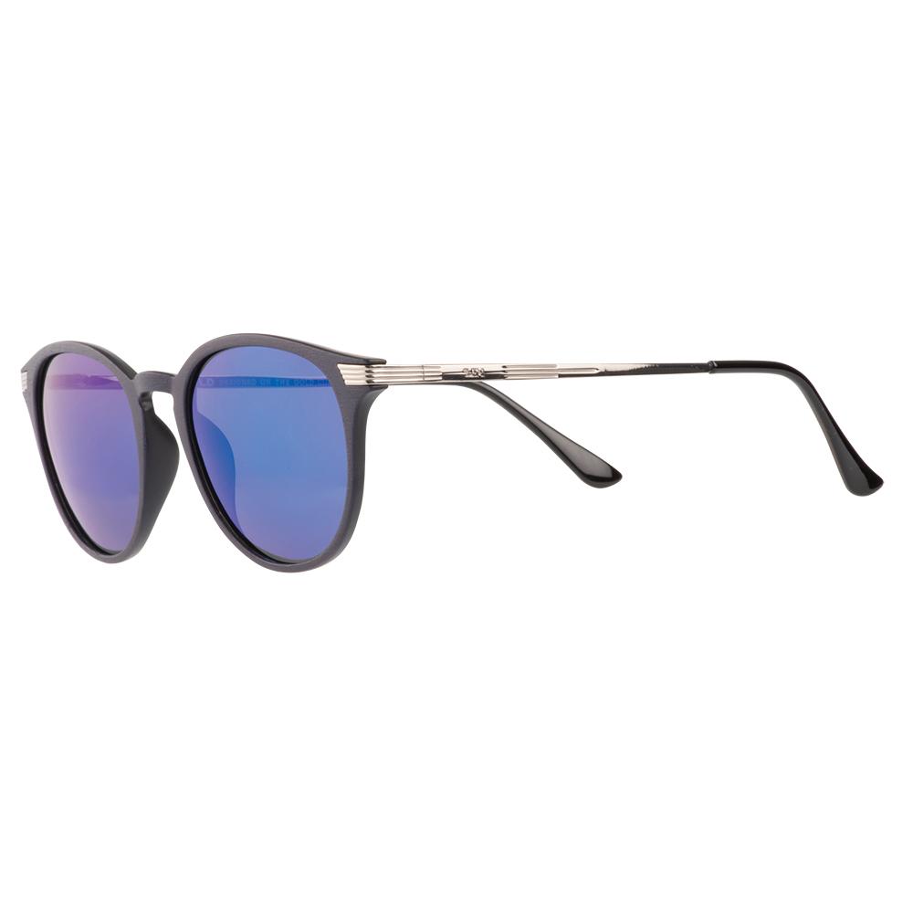 LOVE CHILD Polarised Blue Mirrored Round Sunglasses front left view