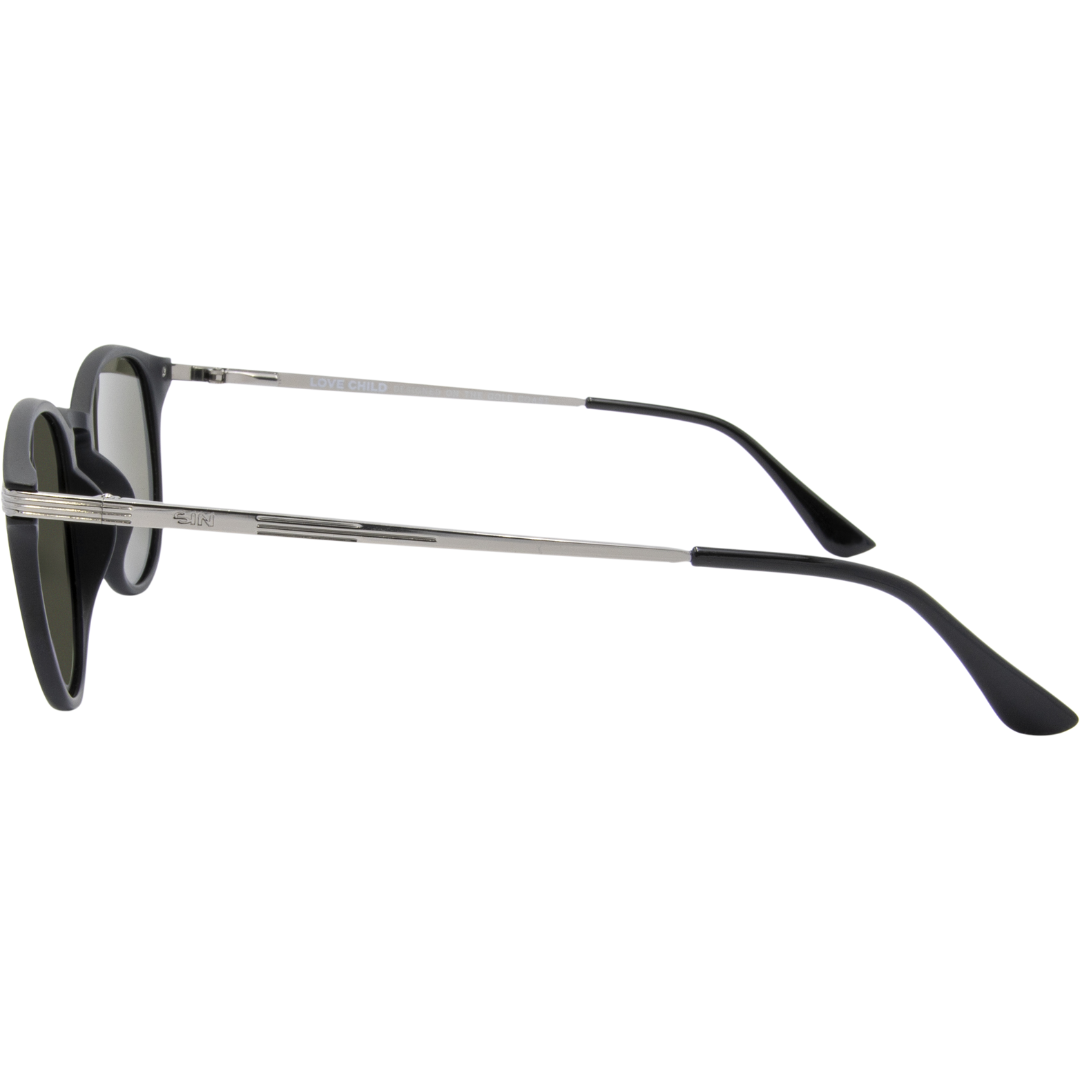 LOVE CHILD Polarised Round Sunglasses with Brown Frame and Gold Lens left side view