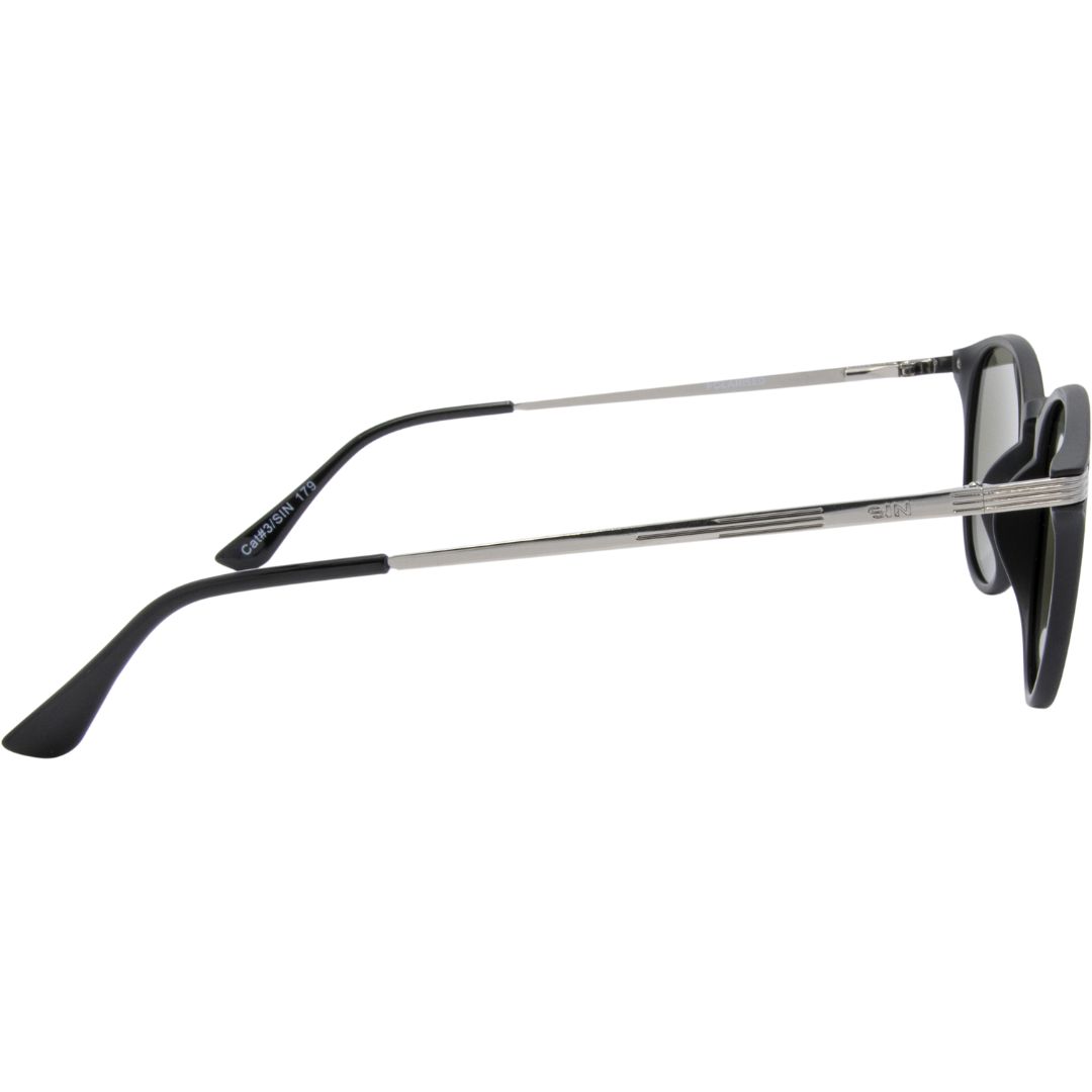 LOVE CHILD Polarised Round Sunglasses with Navy Frame and Blue Mirrored Lens front view