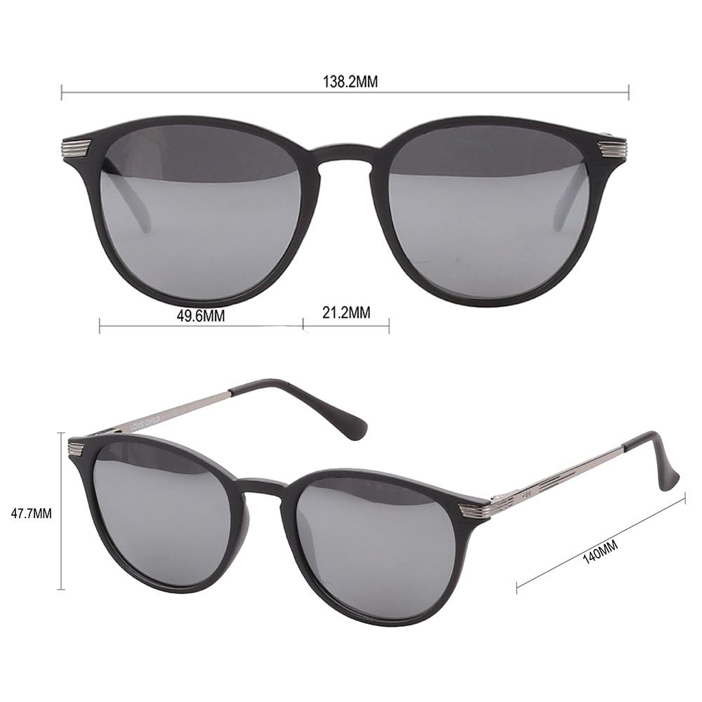 LOVE CHILD Polarised Round Sunglasses with Navy Frame and Blue Mirrored Lens measurements