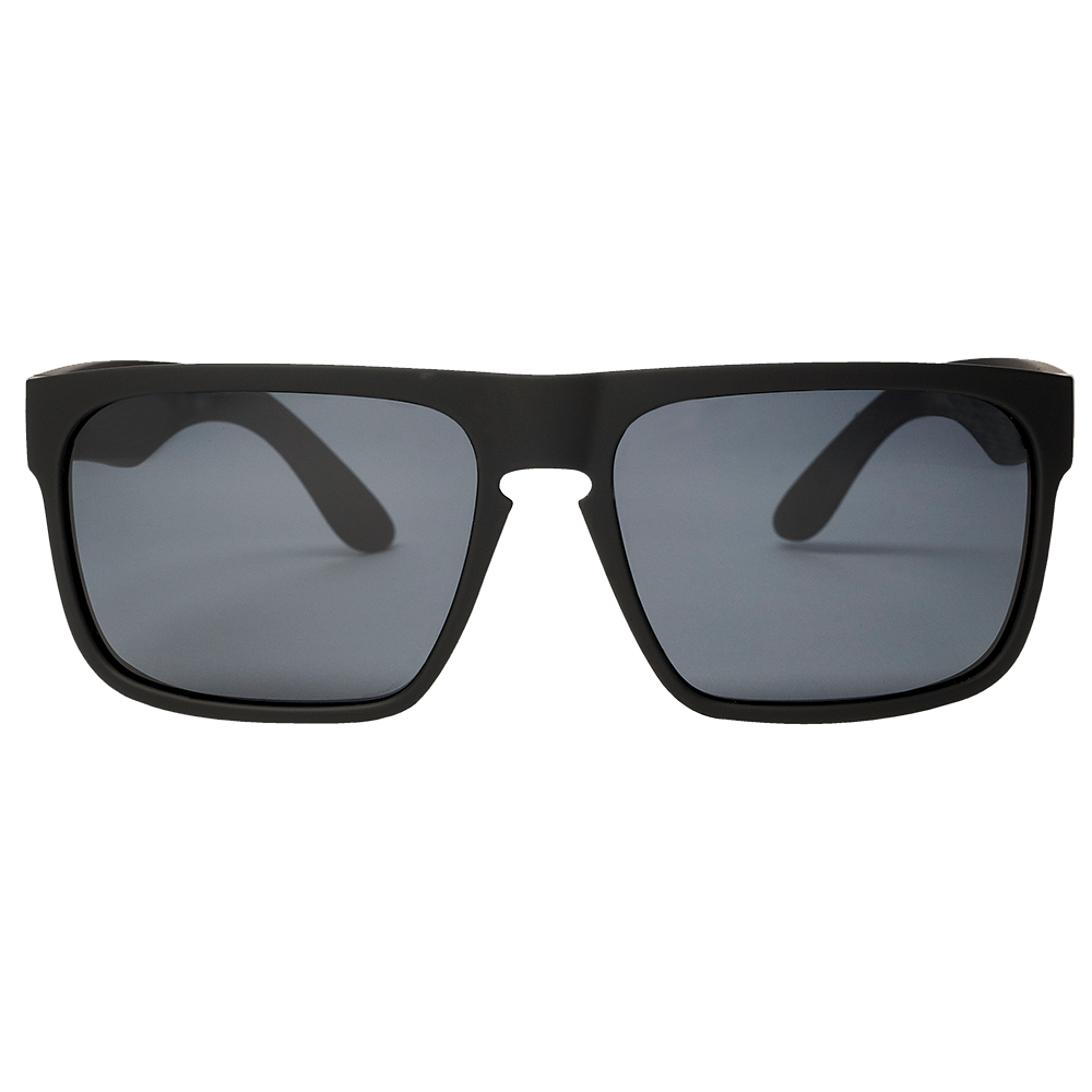 Peccant Polarised Rectangle Sunglasses with Black Frame front view