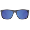 Riot Polarised Rectangle Sunglasses with Matt Black Frame and Blue Lens front view