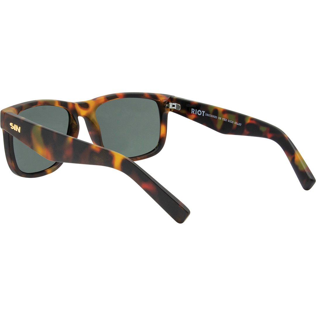 Riot Polarised Rectangle Sunglasses with Tortoise Shell Frame back left view