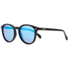 Risky Business Polarised Black Round Sunglasses with Blue Lens front left view