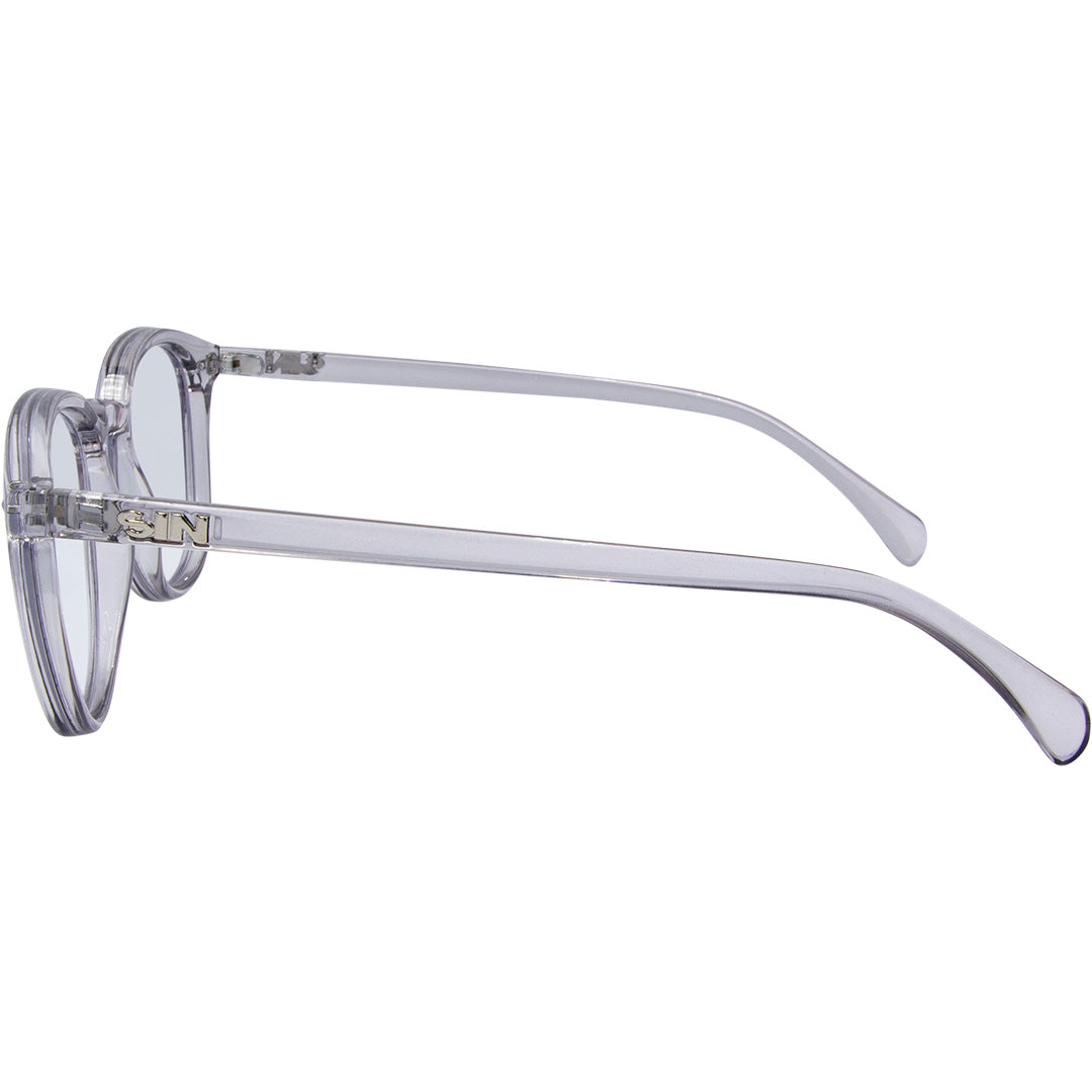 Risky Business Round Blue Light Glasses with Grey Clear Frame left view