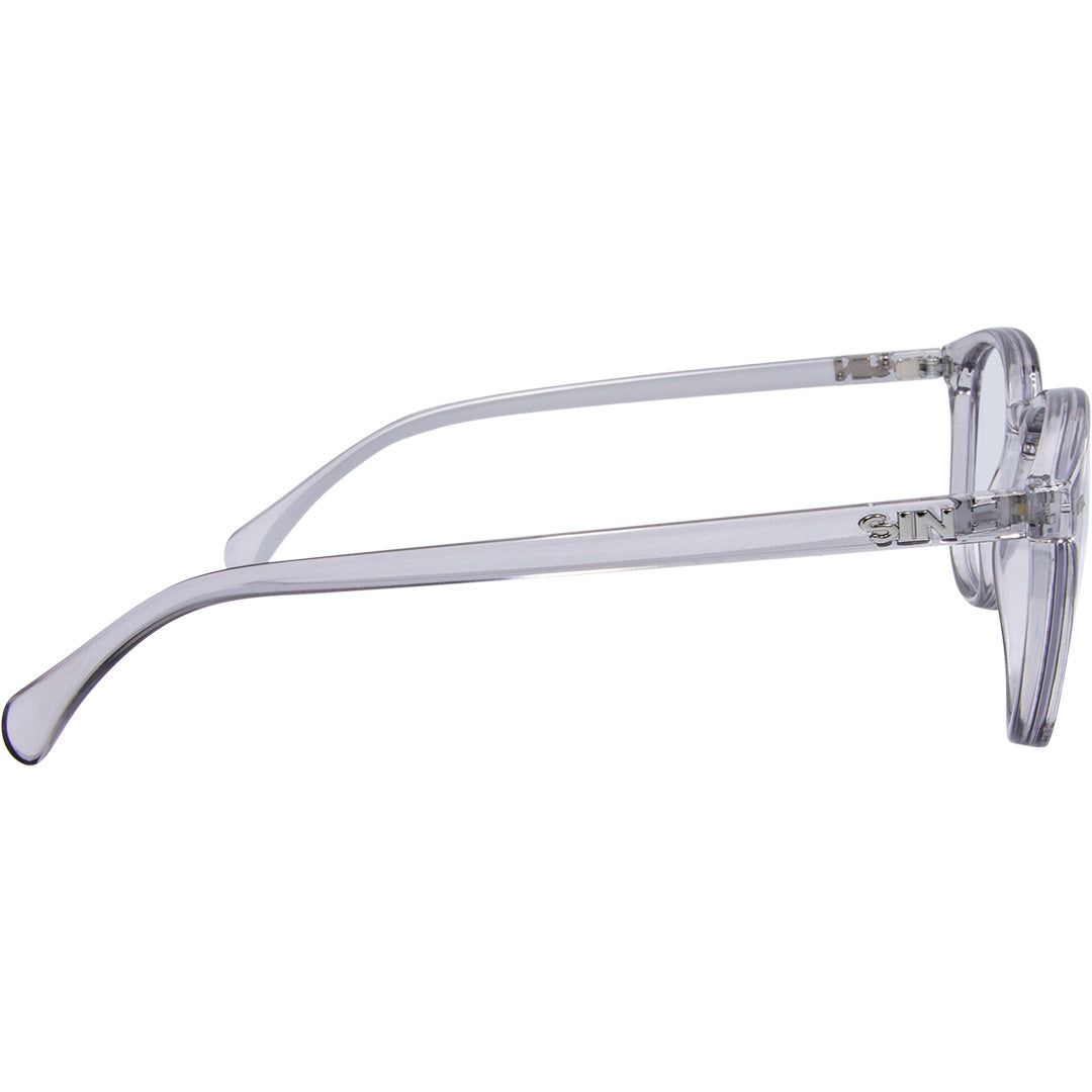 Risky Business Round Blue Light Glasses with Grey Clear Frame right view