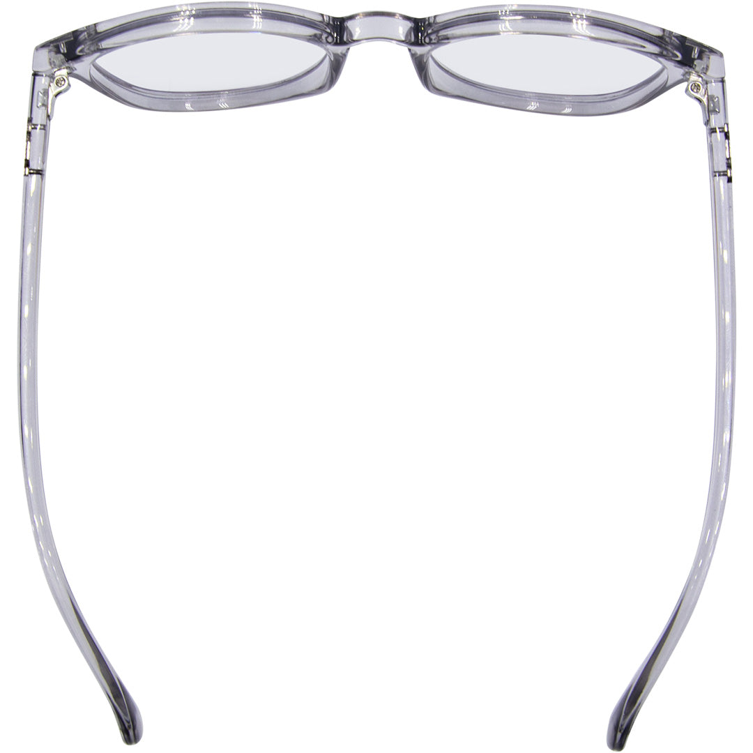 Risky Business Round Blue Light Glasses with Grey Clear Frame top view