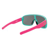 Rogue Polarised Shield Wrap Around Sunglasses with Pink Frame and Silver Mirrored Lens back left view