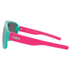 Rogue Polarised Shield Wrap Around Sunglasses with Pink Frame and Silver Mirrored Lens left view