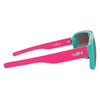 Rogue Polarised Shield Wrap Around Sunglasses with Pink Frame and Silver Mirrored Lens right view
