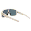 Rogue Polarised Shield Wrap Around Sunglasses with White Frame and Gold Mirrored Lens back left view