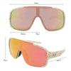 Rogue Polarised Shield Wrap Around Sunglasses with White Frame and Gold Mirrored Lens front view