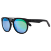 SWAGGER Polarised Round Mirrored Sunglasses with Black Frame and Green Lens front left view