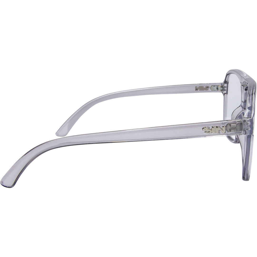 THE DUKE Aviator Blue Light Clear Frame Glasses with Grey Frame right view