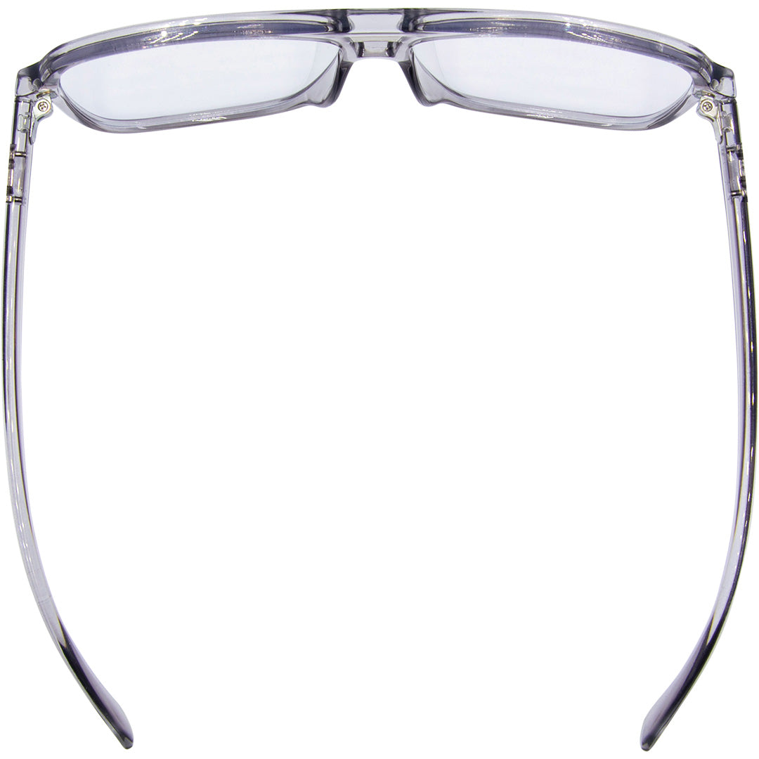 THE DUKE Aviator Blue Light Clear Frame Glasses with Grey Frame top view