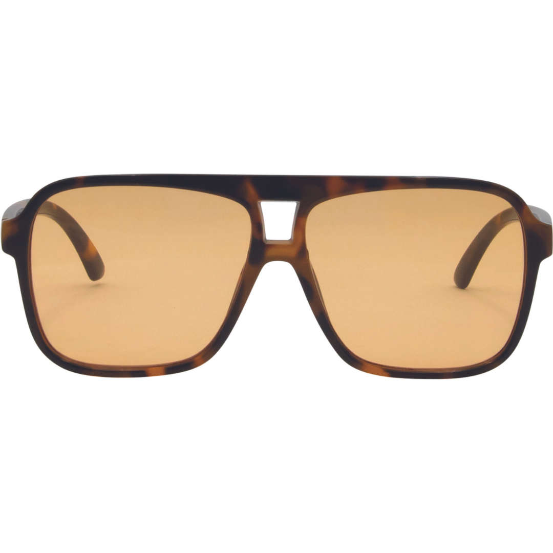 THE DUKE Aviator Sunglasses with Tortoise Shell Frame and Brown lens front view