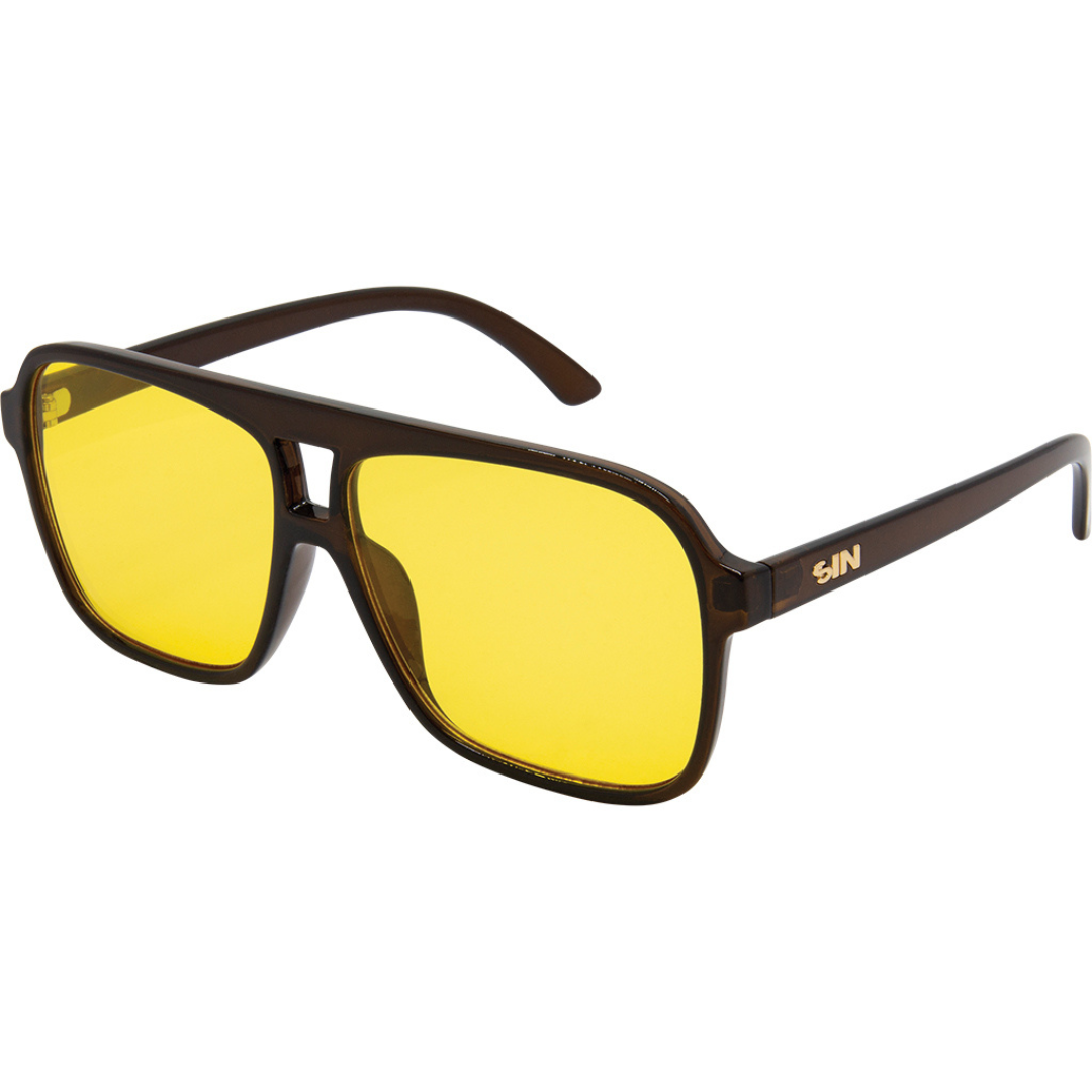 Yellow rimmed sunglasses discount