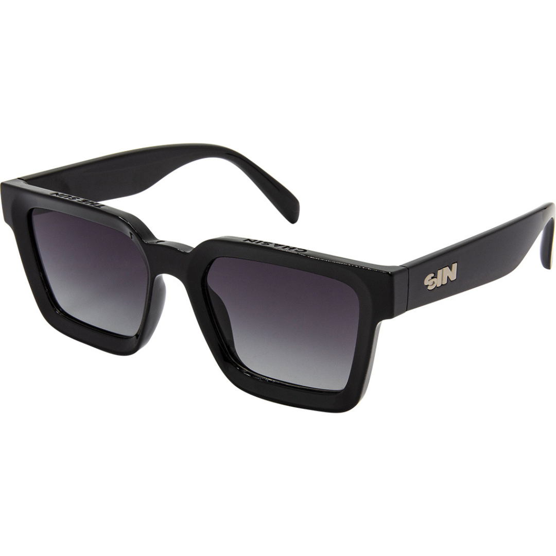 Topshelf Polarised Black Square Sunglasses made of recycled plastic old