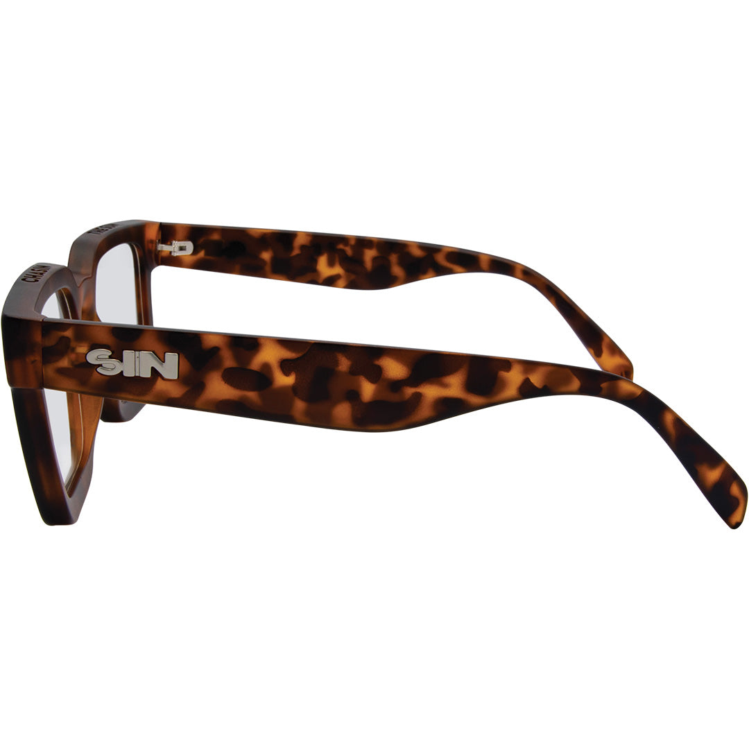 Topshelf Square Blue Light Glasses with Tortoise Shell Frame left view