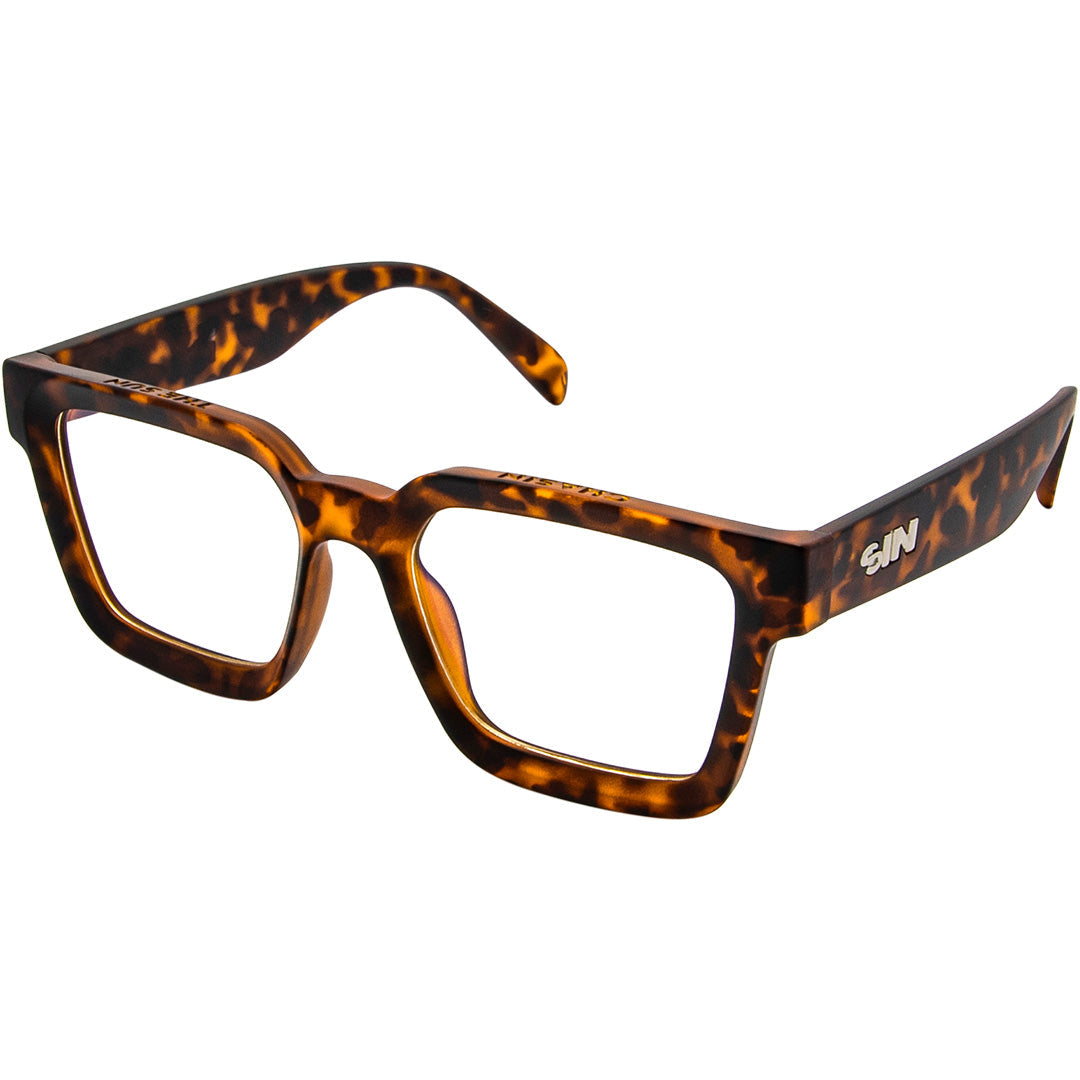Topshelf Tortoise Shell Square Blue Light Glasses made of recycled plastic