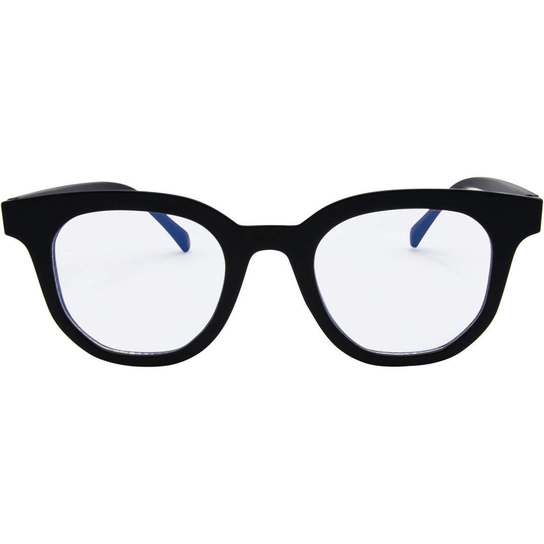 Vegas Round Blue Light Glasses with Black Frame front view