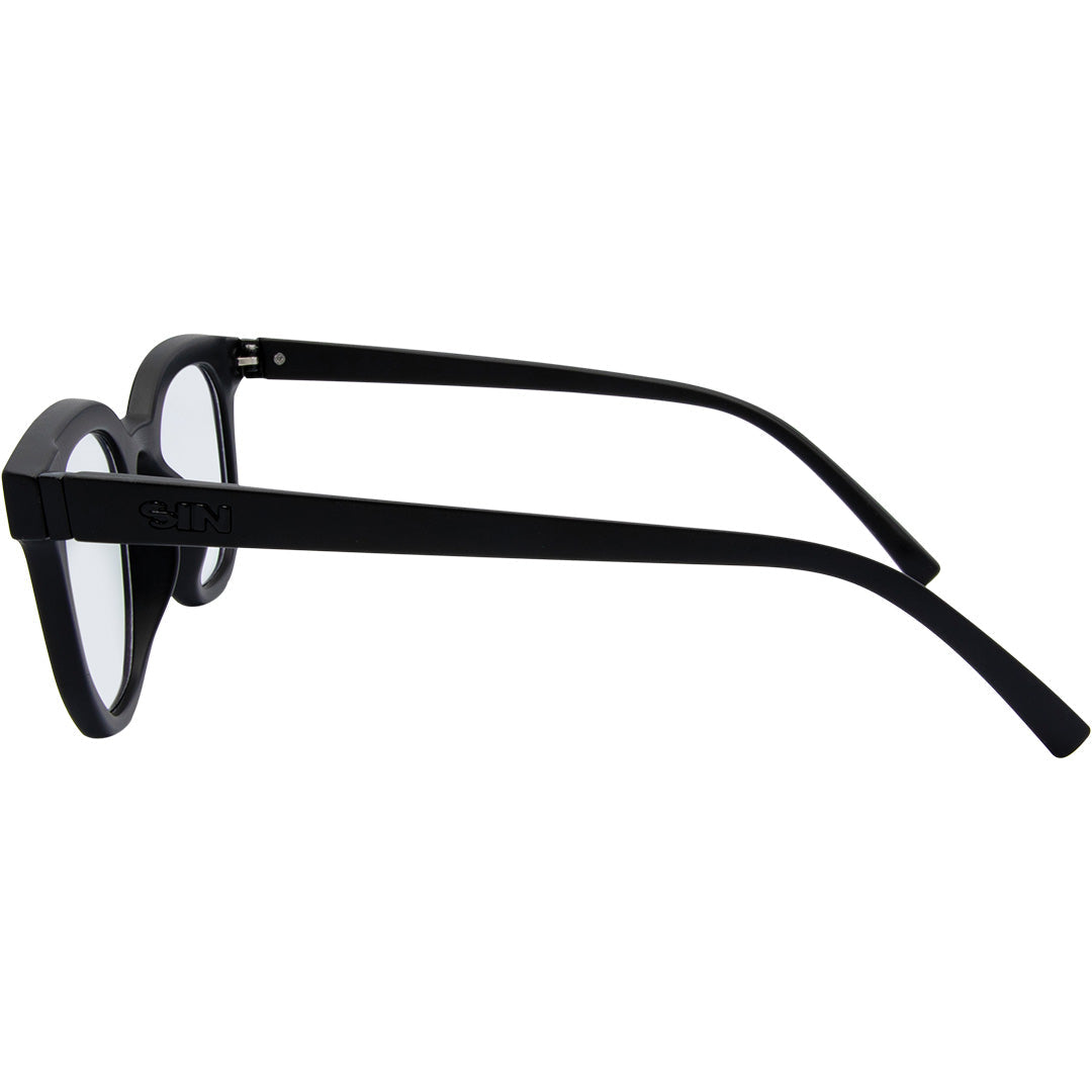 Vegas Round Blue Light Glasses with Black Frame left view
