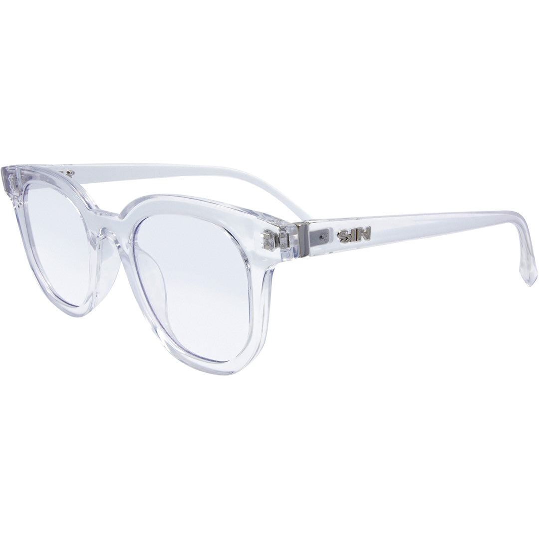 Vegas Round Blue Light Glasses with Clear Frame front left view