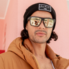 Vespa II Polarised Gold Square Mirrored Sunglasses on a male model