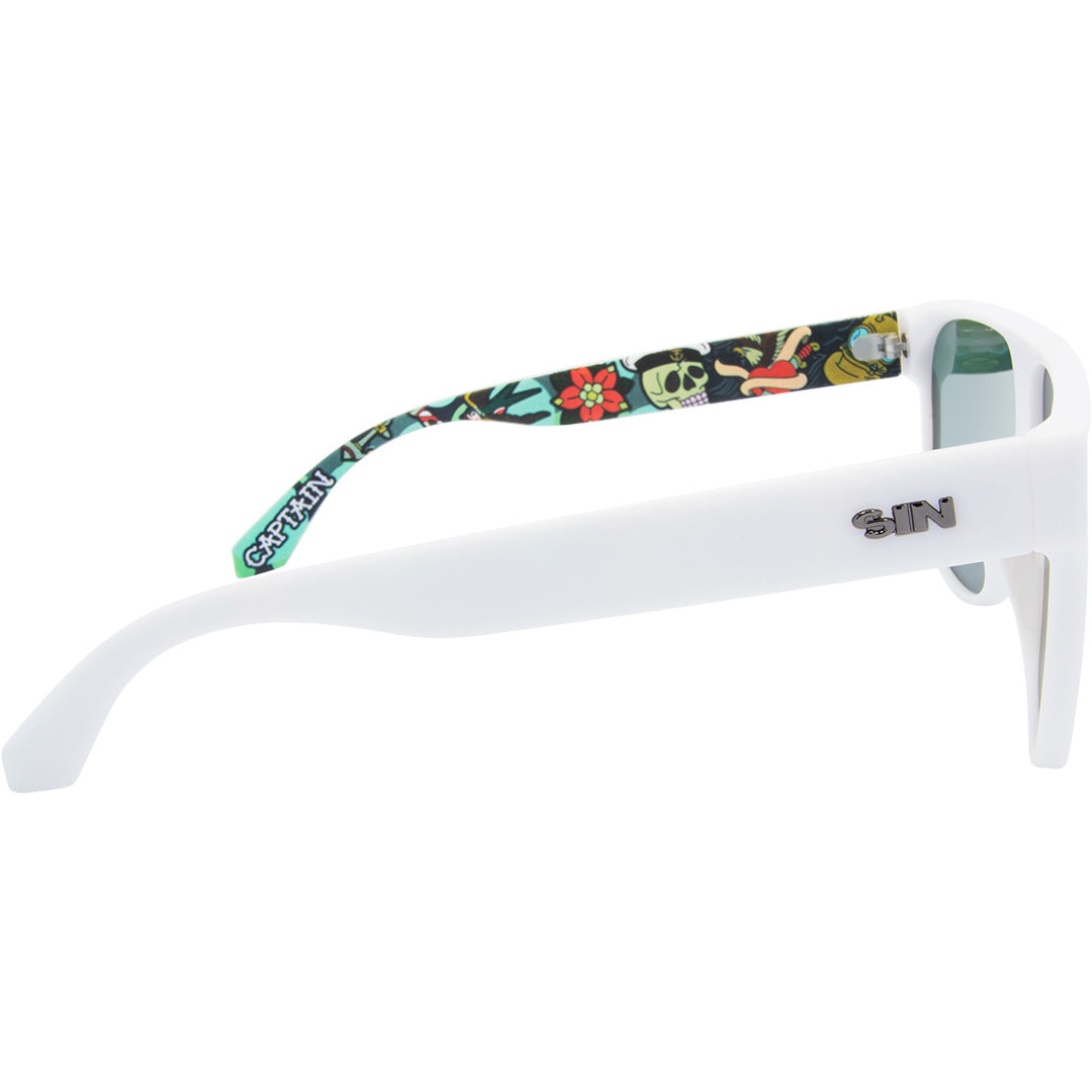 CANNON BALL Polarised Shield Sunglasses with White Frame right view