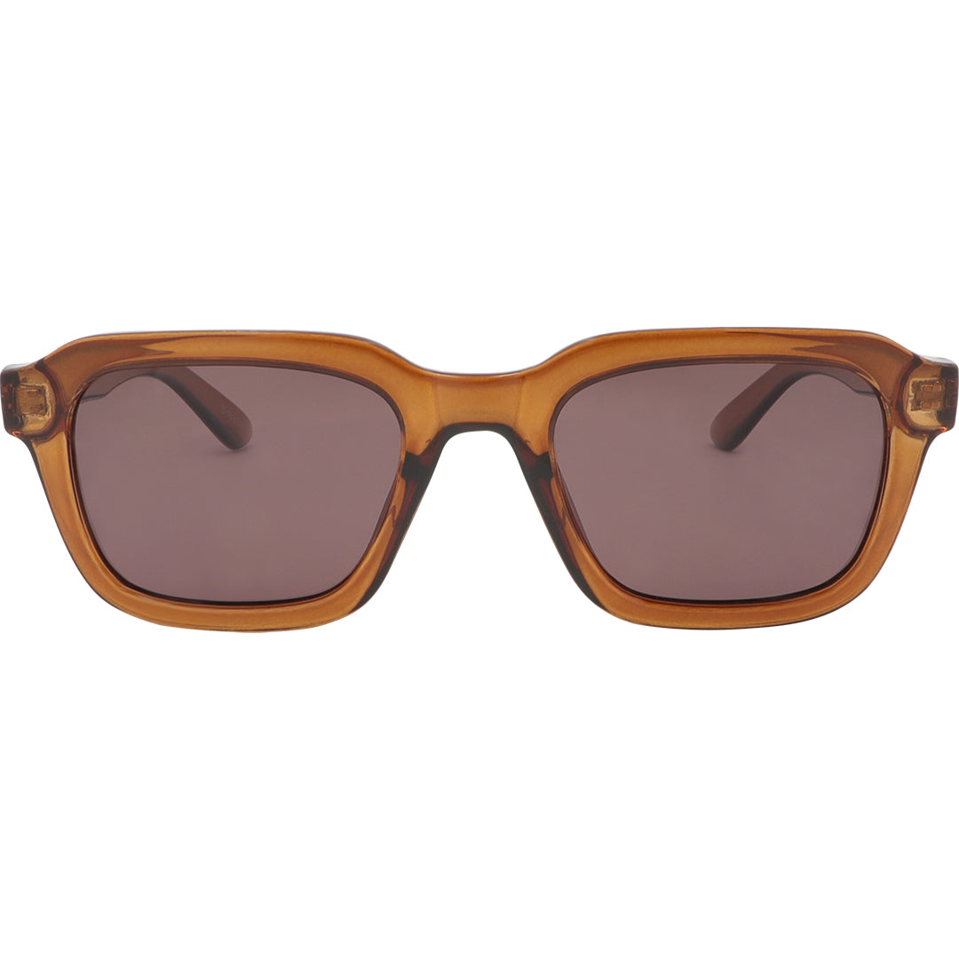 Chiller Polarised Brown Square Sunglasses with Purple Lens front view
