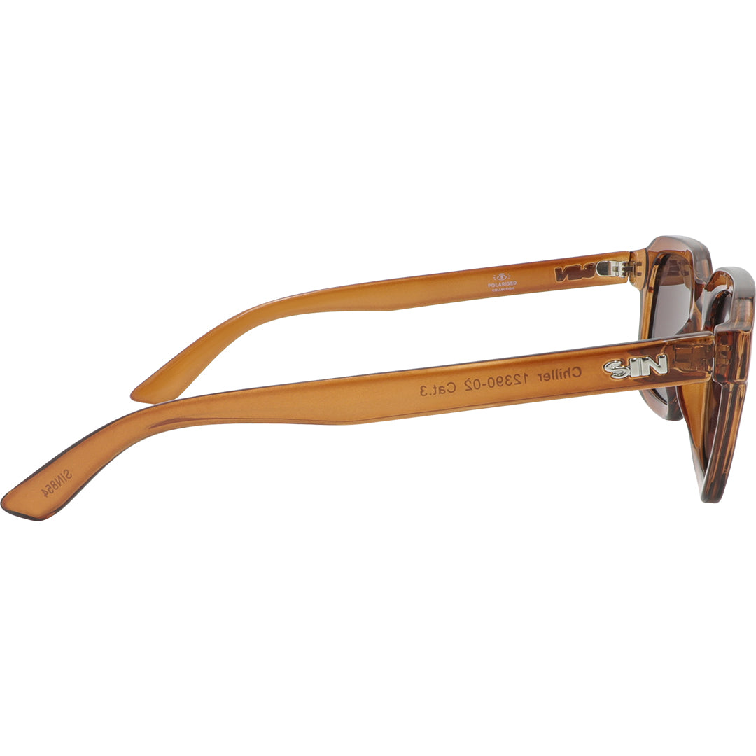 Chiller Polarised Brown Square Sunglasses with Purple Lens right view