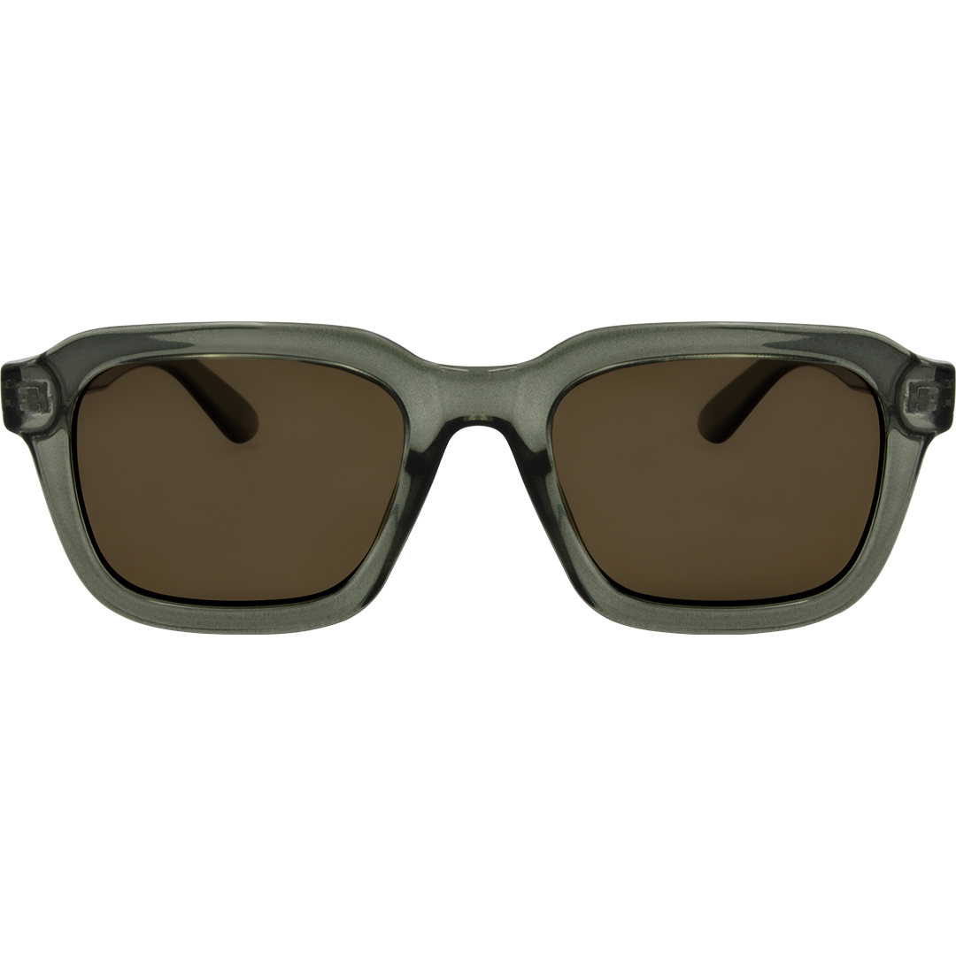 Chiller Polarised Green Square Sunglasses with Brown Lens front view