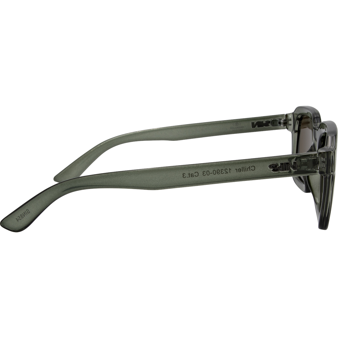 Chiller Polarised Green Square Sunglasses with Brown Lens right view