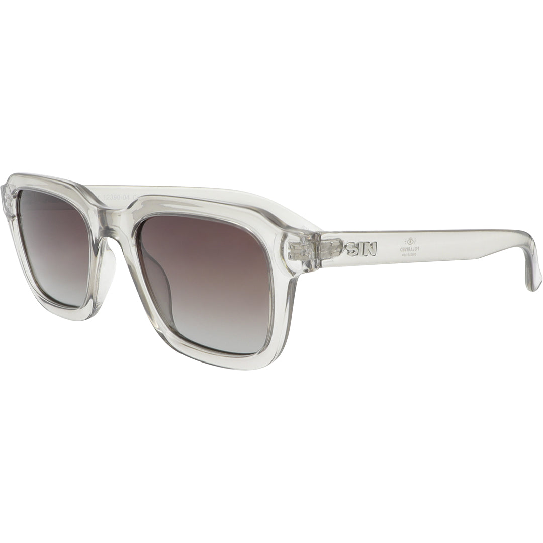 Chiller Polarised Grey Square Sunglasses with Brown Lens front left view
