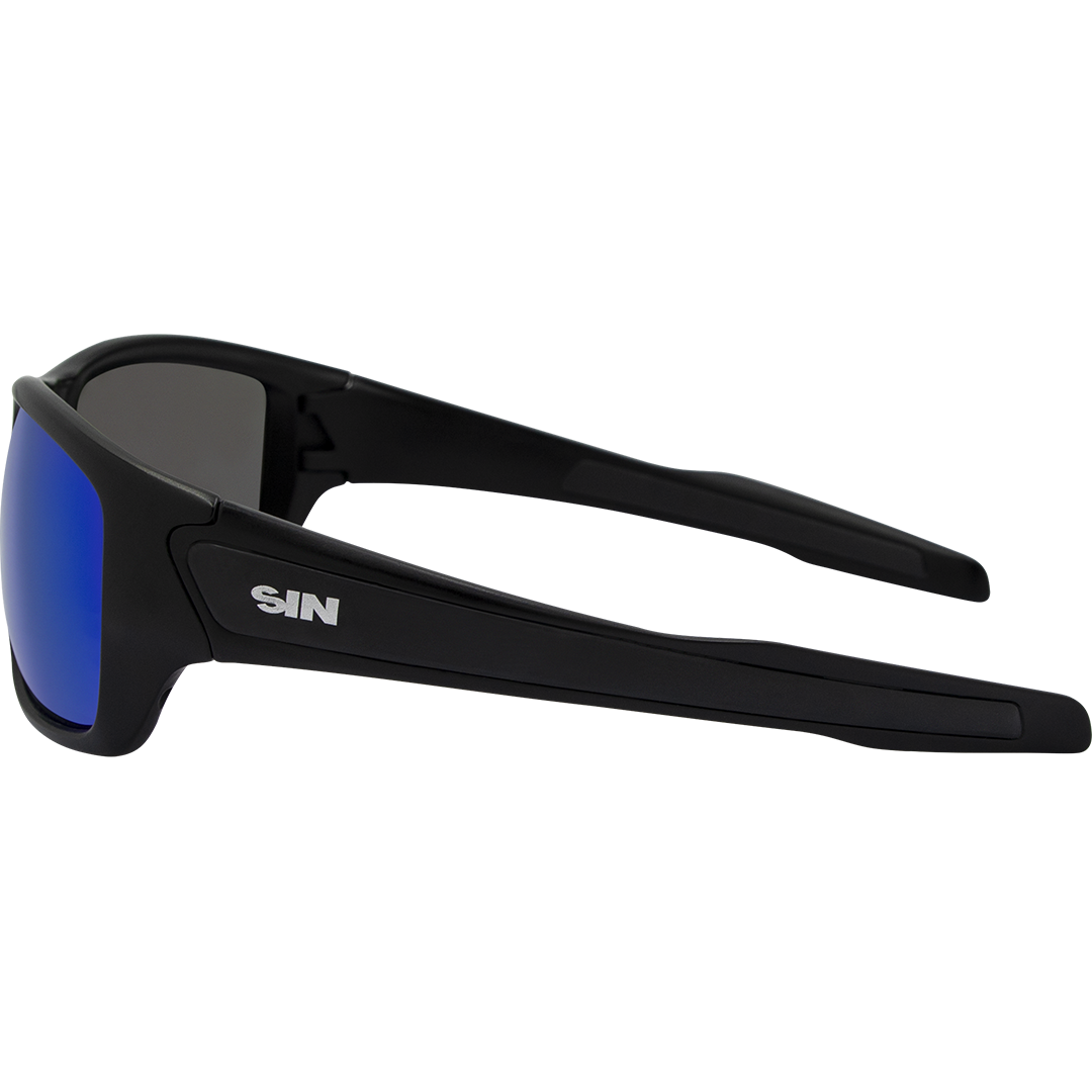 Formation Polarised Wrap Around Sunglasses with Black Frame and Green Lens left view