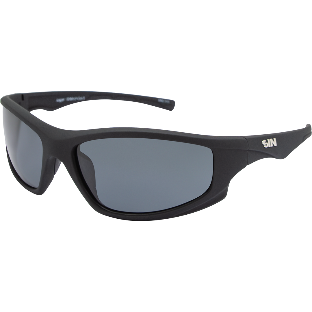 Jagger Polarised Black Wrap Around Sunglasses made of recycled plastic