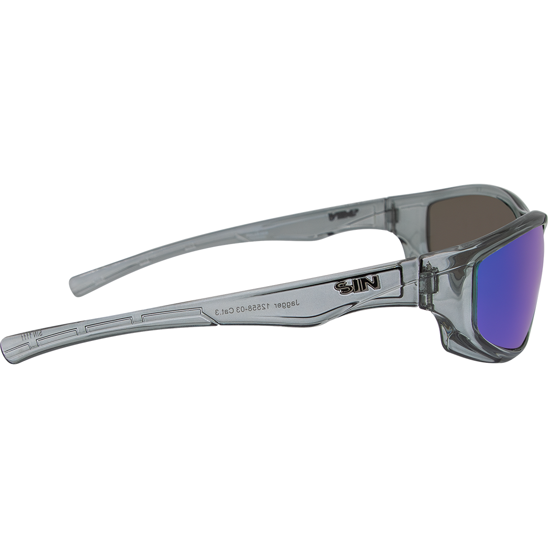 Jagger Polarised Wrap Around Sunglasses with Black Frame & Green Lens right view