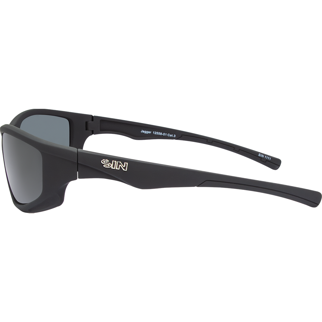 Jagger Polarised Wrap Around Sunglasses with Black Frame left view