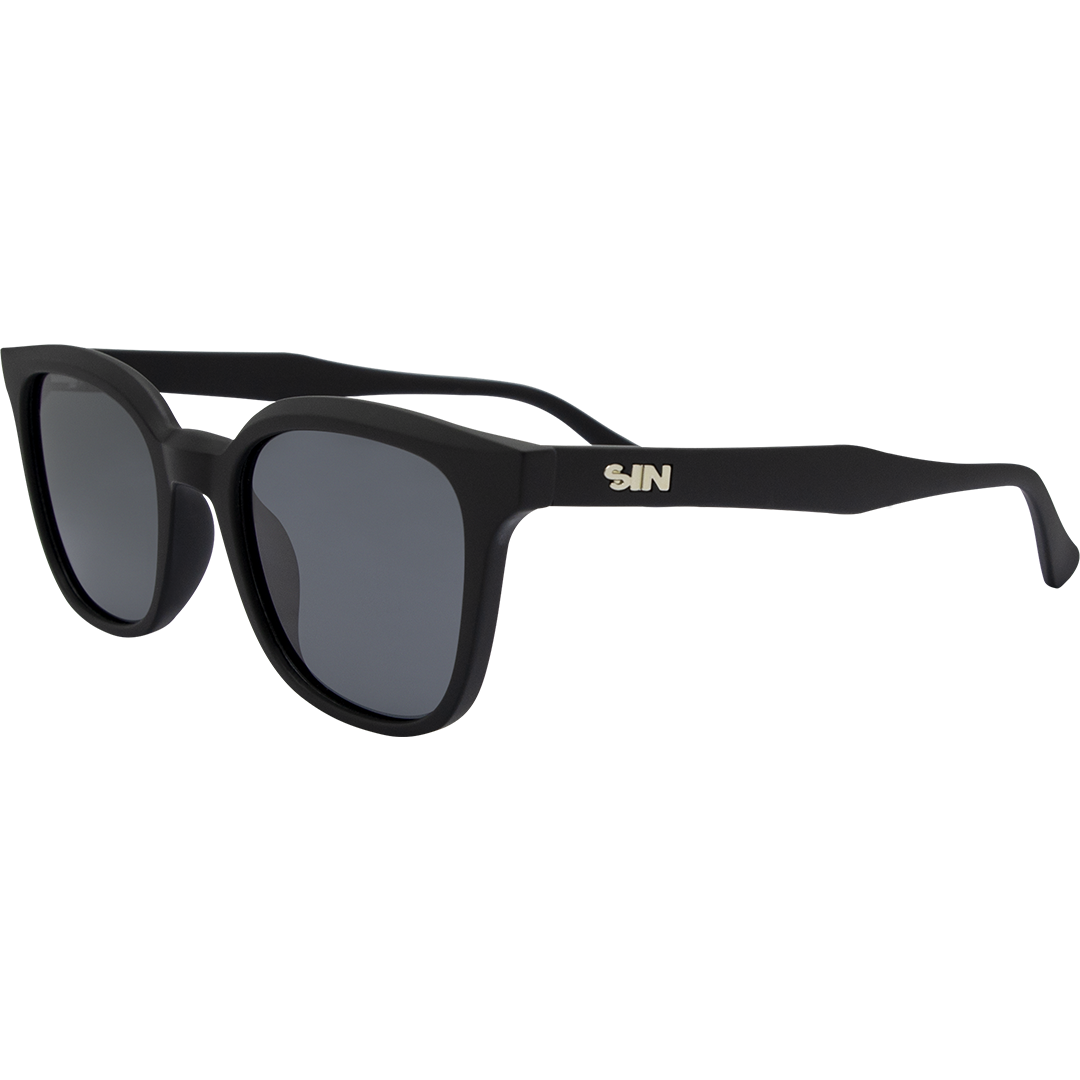 Jett Polarised Black Frame Smoke Square Sunglasses front left view