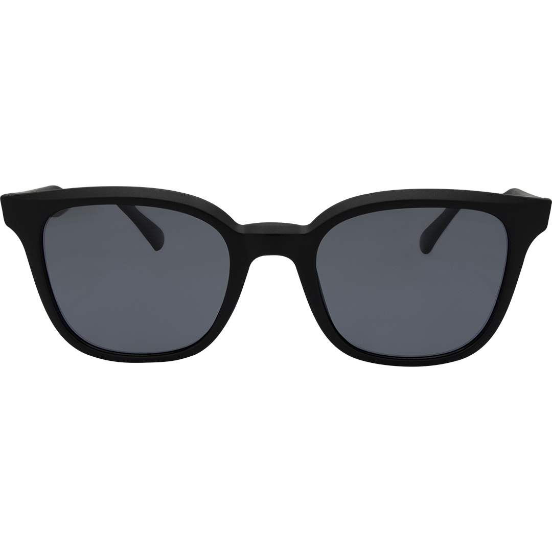 Jett Polarised Black Frame Smoke Square Sunglasses front view