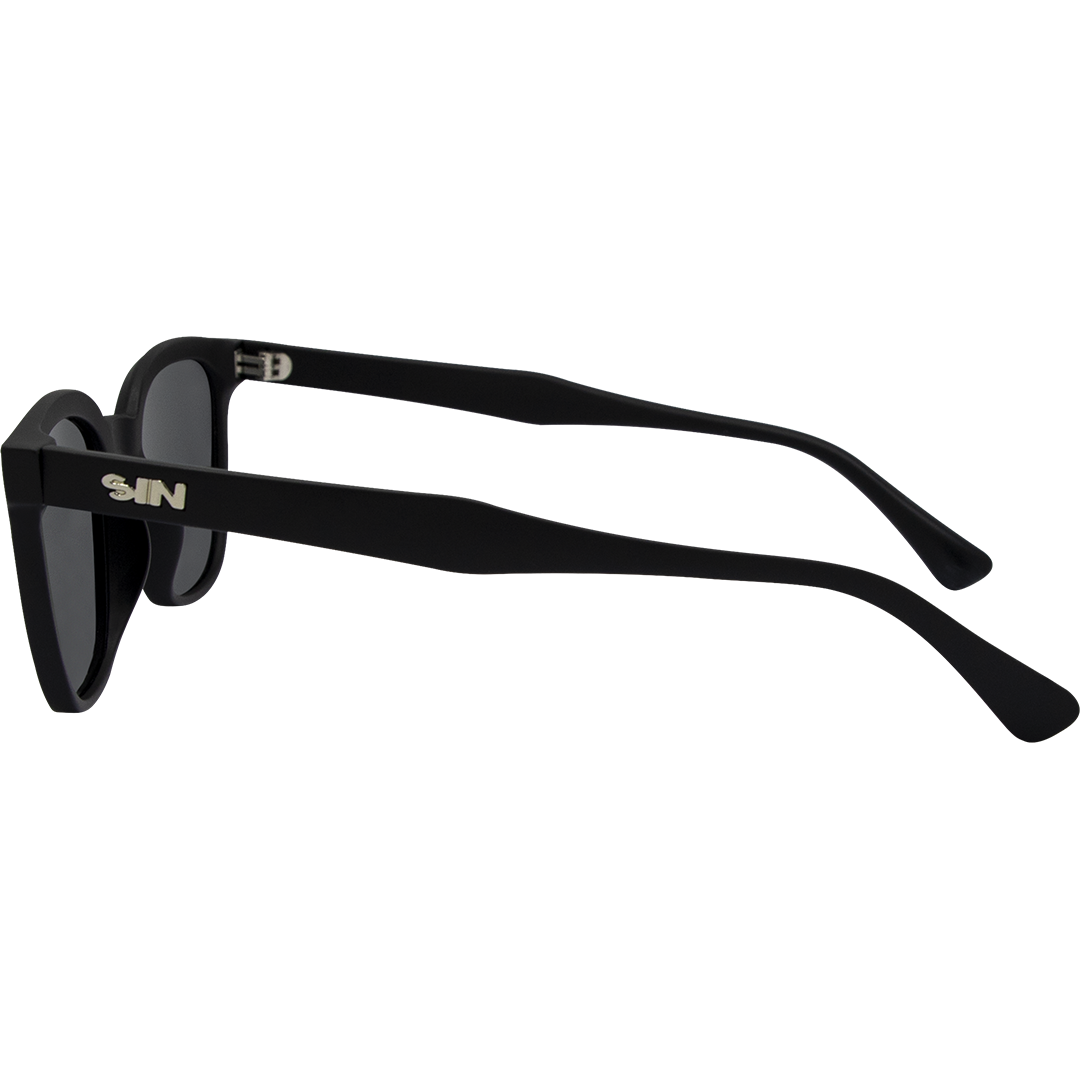 Jett Polarised Black Frame Smoke Square Sunglasses left view