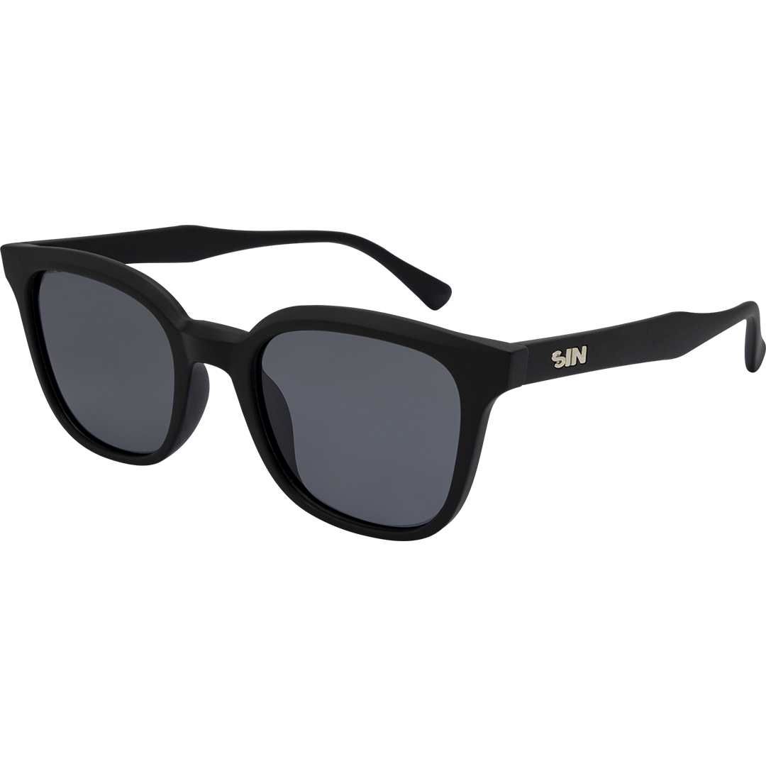 Jett Polarised Black Frame Smoke Square Sunglasses made of recycled plastic