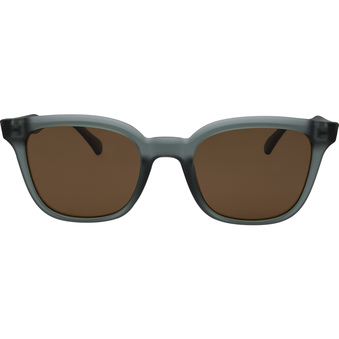 Jett Polarised Green Frame Brown Square Sunglasses front view