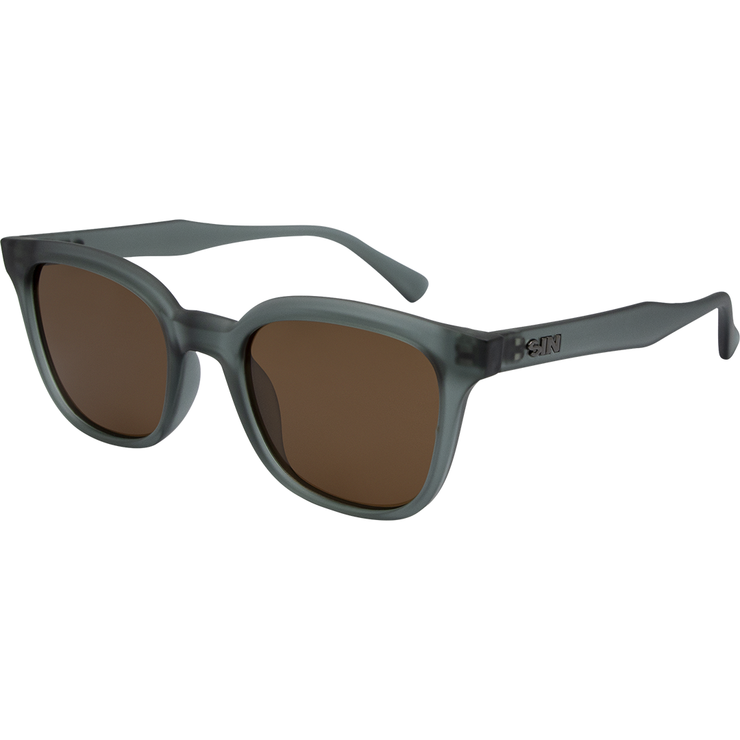 Jett Polarised Green Frame Smoke Square Sunglasses made of recycled plastic