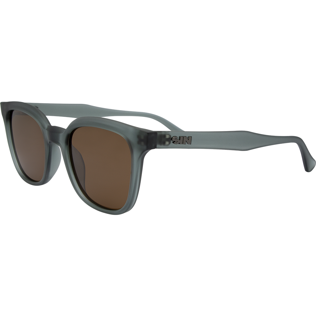 Jett Polarised Green Frame Square Sunglasses with Brown Lens front left view