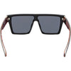 LOOSE CANNON Polarised Shield Square Sunglasses with Matt Black Frame and Silver Mirrored Lens back view