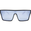 LOOSE CANNON Polarised Shield Square Sunglasses with Matt Black Frame and Silver Mirrored Lens front view