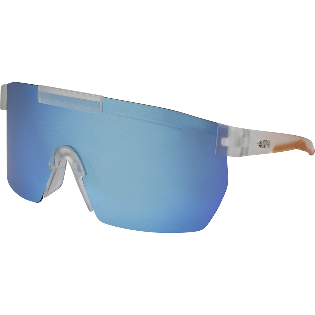 Paradigm Polarised Mirrored Clear Shield Sunglasses made of recycled plastic